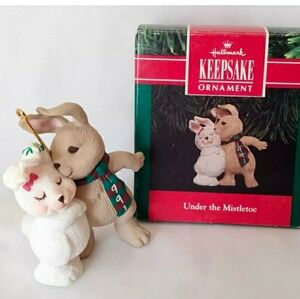 Under the Mistletoe Bunnies Under The Mistletoe Christmas Tree Ornament